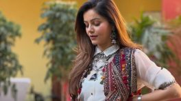 Rubina Dilaik Redefines Fusion Fashion in a Draped Black Skirt, White Shirt and Vibrant Embroidered Jacket