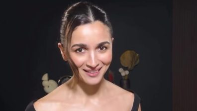 Alia Bhatt in Floral-Appliqué Cotton and Silk Top for Alpha Promotions