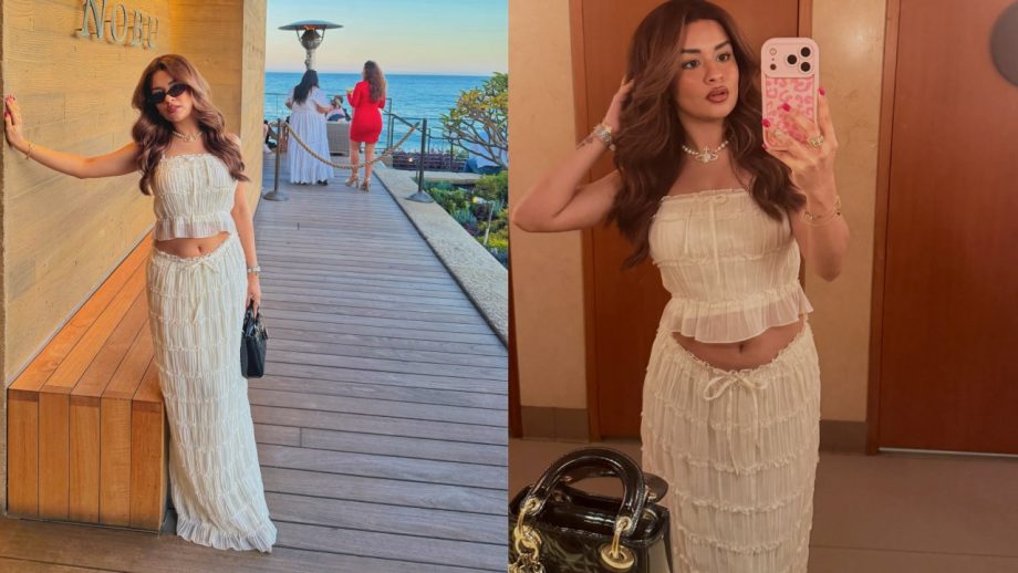 Avneet Kaur Owns Chic Vacation Style in a Breezy White Co-ord Set 1000703