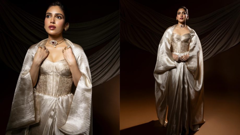 Bhumi Pednekar Commands Regal Glam in a Sculpted Gold Ensemble 1000743