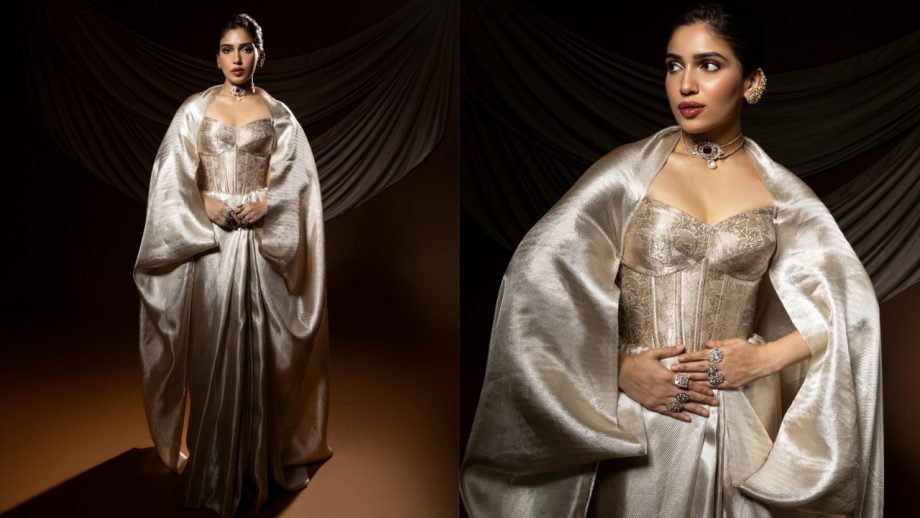 Bhumi Pednekar Commands Regal Glam in a Sculpted Gold Ensemble 1000745