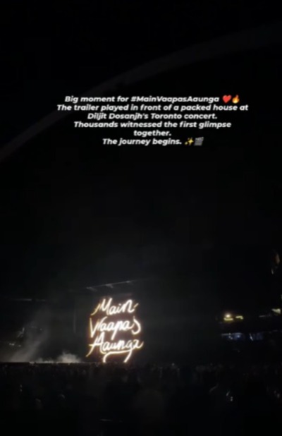 Diljit Dosanjh gives Toronto fans a glimpse of Main Vaapas Aaunga trailer at his concert 999029