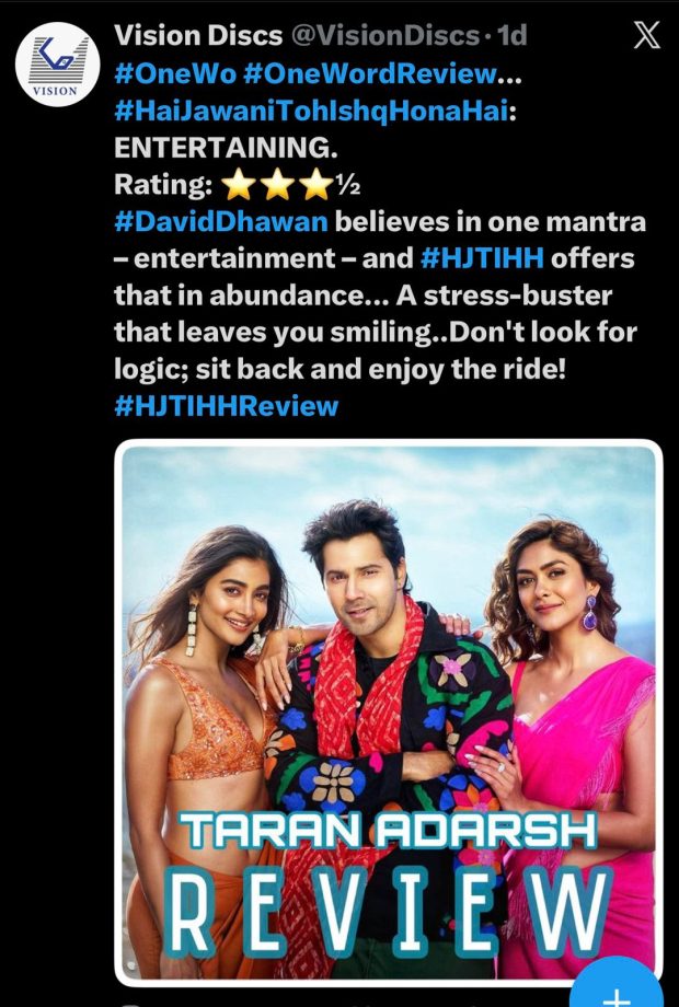 Hai Jawani Toh Ishq Hona Hai X Reviews: Varun Dhawan brings back the madness of classic bollywood entertainers; netizens call it “Stress-Buster” & “Paisa Vasool” 999572