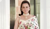 Kangana Ranaut Redefines Polka Dots Trend In A White Saree With Pearl Accessories