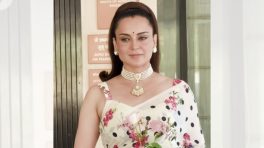 Kangana Ranaut Redefines Polka Dots Trend In A White Saree With Pearl Accessories