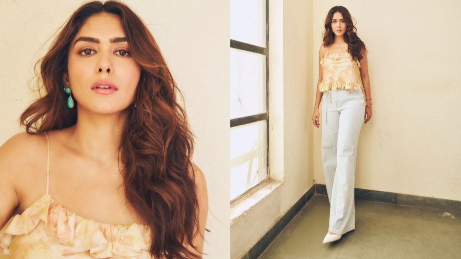 Mrunal Thakur Brings In Summer Magic In Cute Floral Top With Flared Bottom—See Pics 1000143