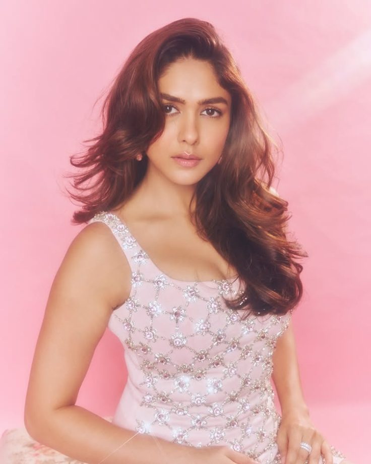 Mrunal Thakur Lights Up Pink Glamour in a Sparkling Mini Dress 1000038