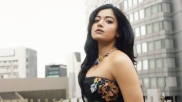 Rashmika Mandanna Stuns in Floral Strapless Gown