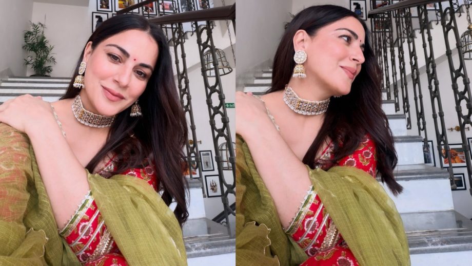 Shraddha Arya Channels Her Desi Girl Charm In Red Traditional Sharara For Her Haridwar Outing 999622