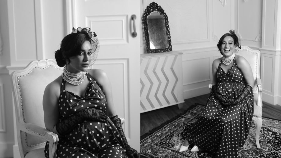 Surbhi Jyoti Recreates Retro Polka Dots Charm In A Classic Black Gown, Flaunts Baby Bump 999901