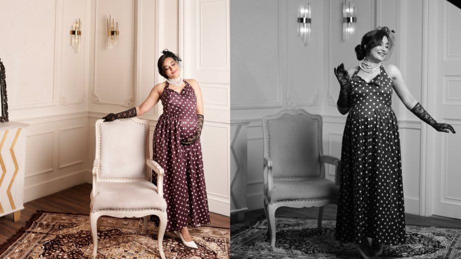Surbhi Jyoti Recreates Retro Polka Dots Charm In A Classic Black Gown, Flaunts Baby Bump 999902