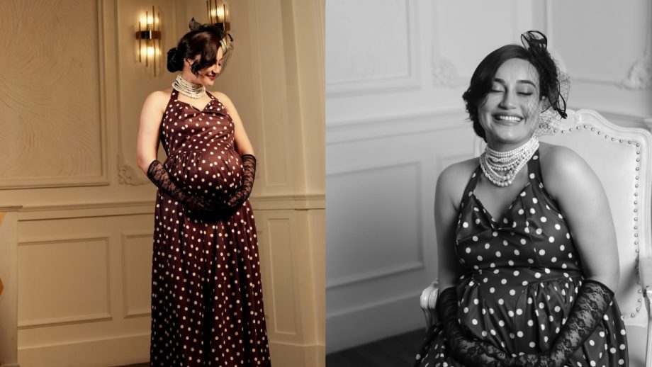Surbhi Jyoti Recreates Retro Polka Dots Charm In A Classic Black Gown, Flaunts Baby Bump 999903