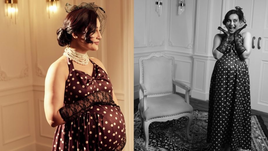 Surbhi Jyoti Recreates Retro Polka Dots Charm In A Classic Black Gown, Flaunts Baby Bump 999904