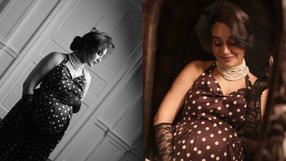 Surbhi Jyoti Recreates Retro Polka Dots Charm In A Classic Black Gown, Flaunts Baby Bump 999905
