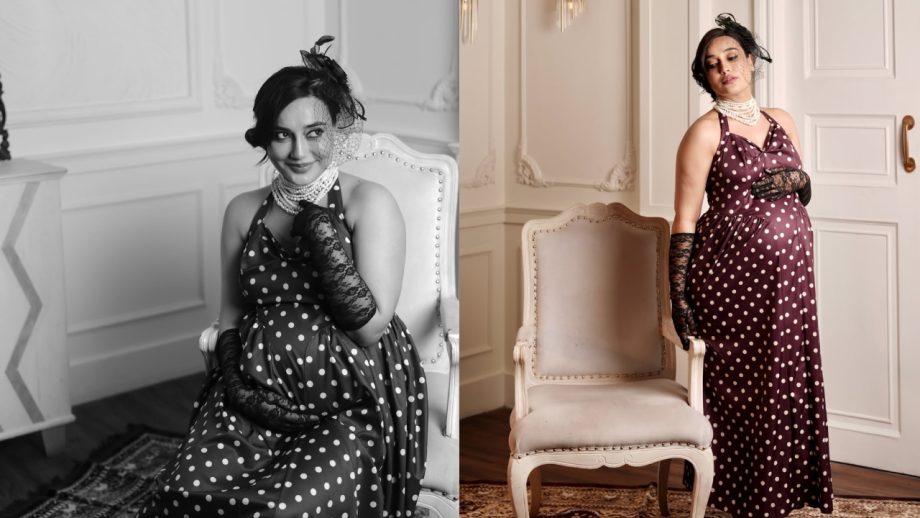 Surbhi Jyoti Recreates Retro Polka Dots Charm In A Classic Black Gown, Flaunts Baby Bump 999906