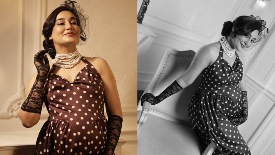 Surbhi Jyoti Recreates Retro Polka Dots Charm In A Classic Black Gown, Flaunts Baby Bump 999900