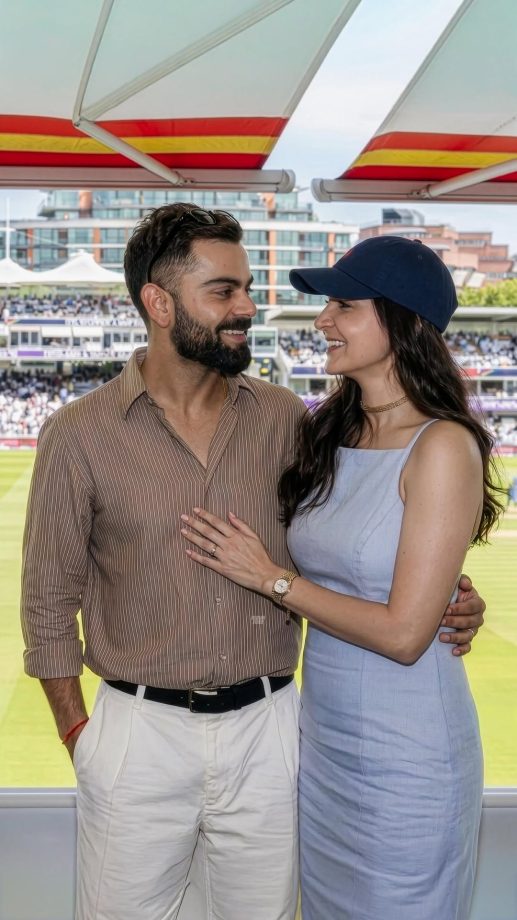 Virat Kohli, Anushka Sharma Cheer for Team India at Lord's; Her Ice Blue Dress Steals the Show 1