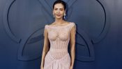 Esha Gupta in a Blush Pink Couture Gown During Paris Appearance