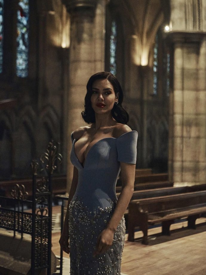 Esha Gupta's Sculpted Fashion Moment in a Pastel Blue Gown Flaunts Her Enviable Curves 1