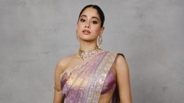 Janhvi Kapoor in a Custom Manish Malhotra Banarasi Saree for Anshula Kapoor and Rohan Thakkar's Wedding Reception