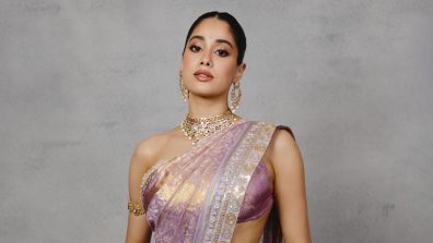 Janhvi Kapoor in a Custom Manish Malhotra Banarasi Saree for Anshula Kapoor and Rohan Thakkar’s Wedding Reception