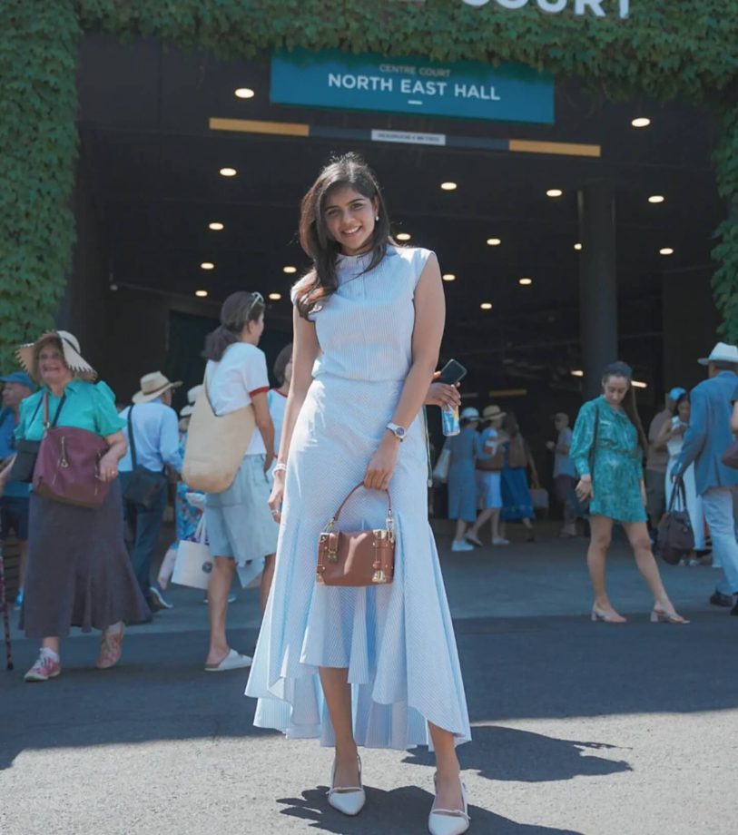 Kalyani Priyadarshan Summer Style in a Dreamy Powder Blue Dress at Wimbledon 1