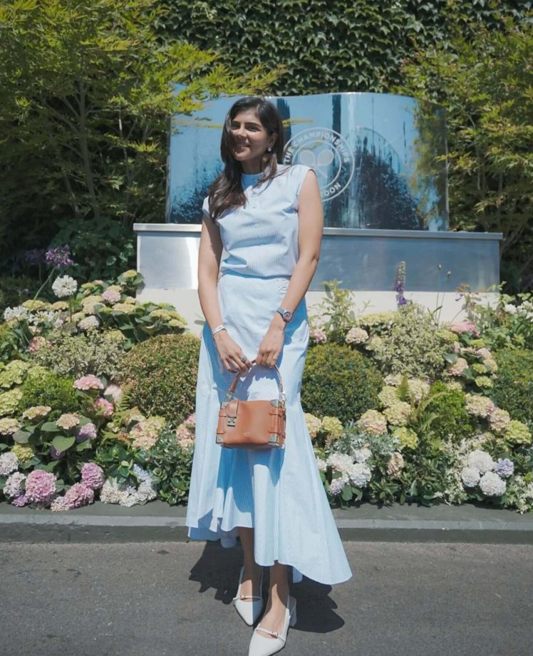 Kalyani Priyadarshan Summer Style in a Dreamy Powder Blue Dress at Wimbledon 1