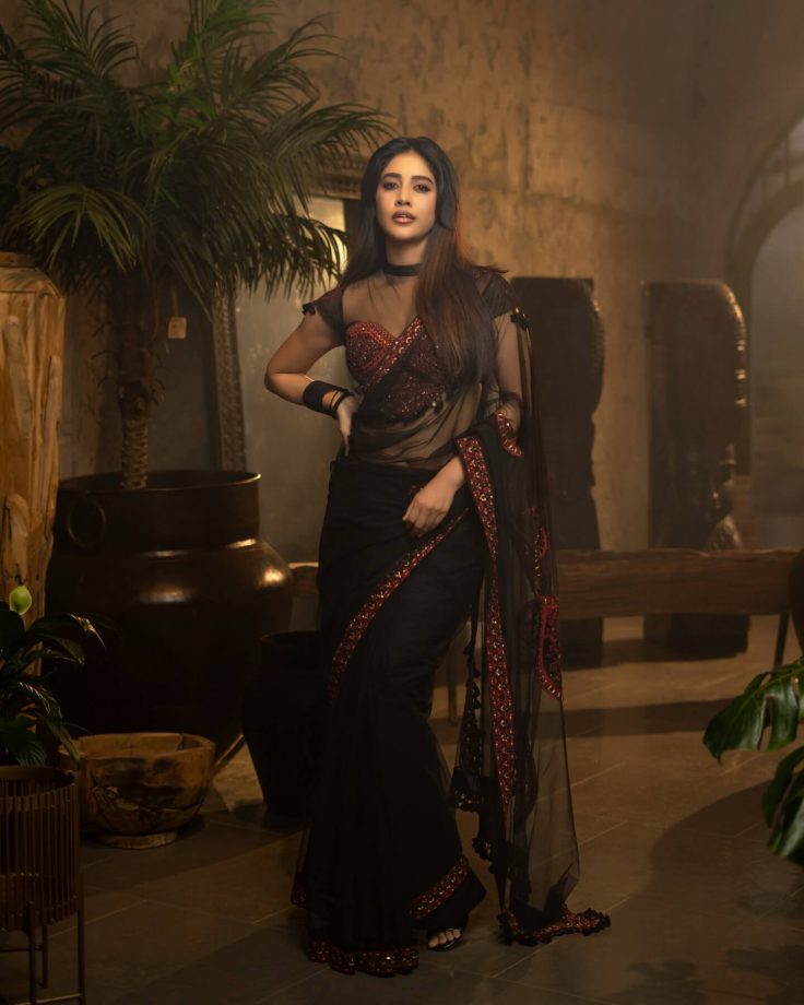 Nabha Natesh Sets Saree Fashion Goals in a Stunning Black and Red Embellished Drape 1