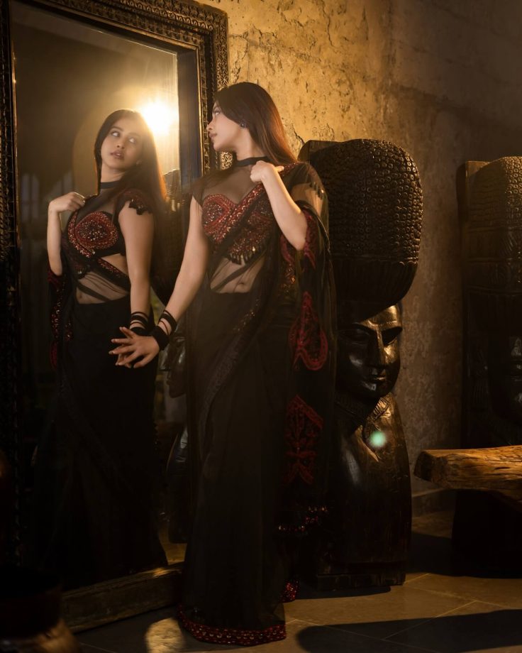 Nabha Natesh Sets Saree Fashion Goals in a Stunning Black and Red Embellished Drape 1