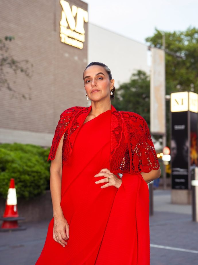 Neha Dhupia's Red Co-ord Look Celebrates Grey Hair With Confidence 1