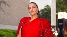 Neha Dhupia's Red Co-ord Look Celebrates Grey Hair With Confidence