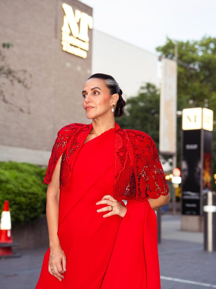Neha Dhupia's Red Co-ord Look Celebrates Grey Hair With Confidence 1