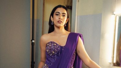 Niharika Konidela Rocks Embellished Purple Corset Saree