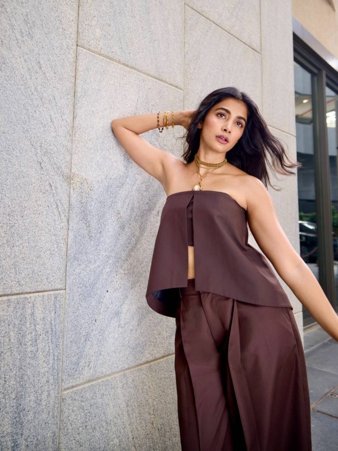Pooja Hegde Serves Chic Brown Co-Ord Set Fashion 1