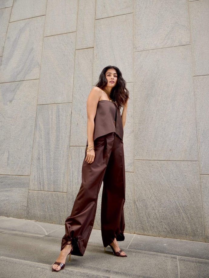 Pooja Hegde Serves Chic Brown Co-Ord Set Fashion 1