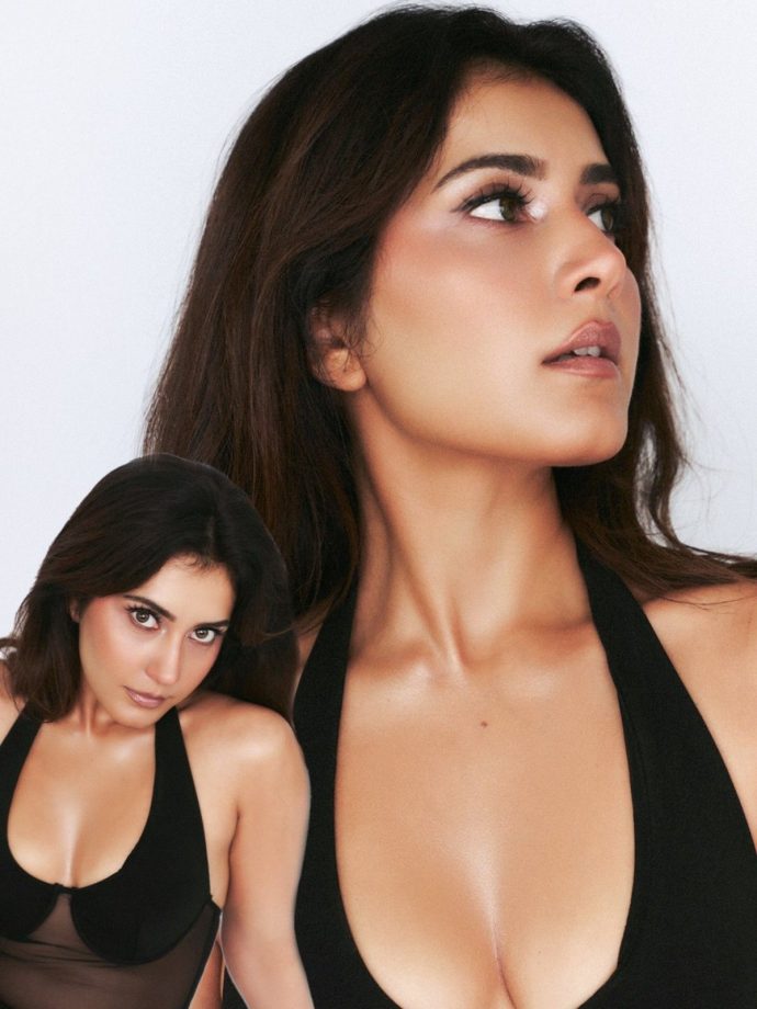 Raashii Khanna Sultry Black Dress, Smokey Eyes, Brown Lips 1