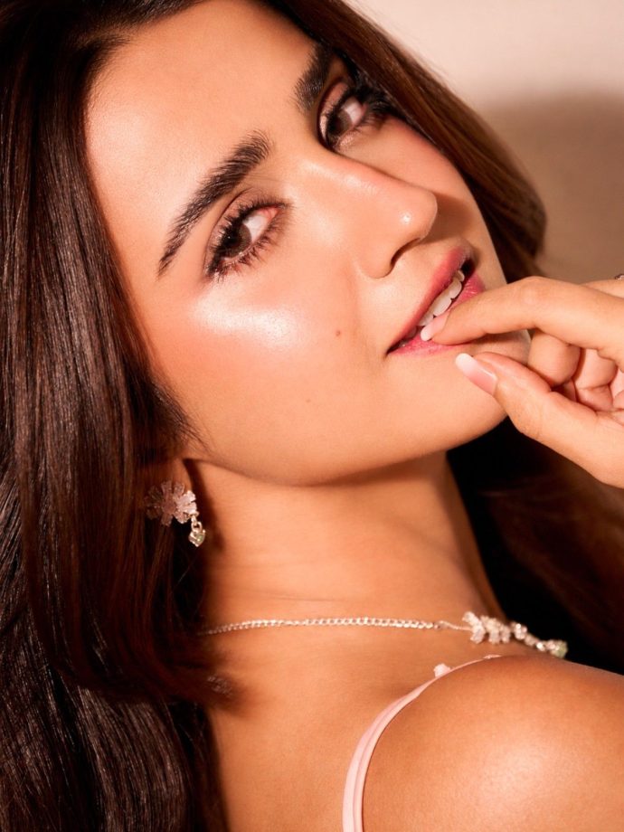 Roshni Walia Radiates Soft Glamour in a Blush Pink Floral Mini Dress 1