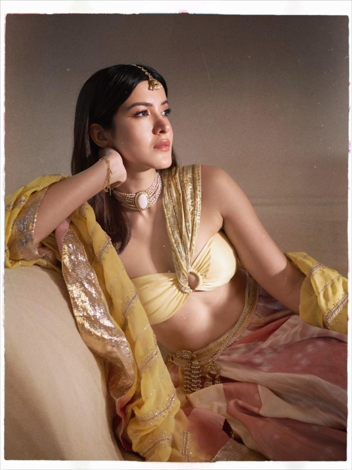 Shanaya Kapoor in a Radiant Yellow and Blush Pink Lehenga 1