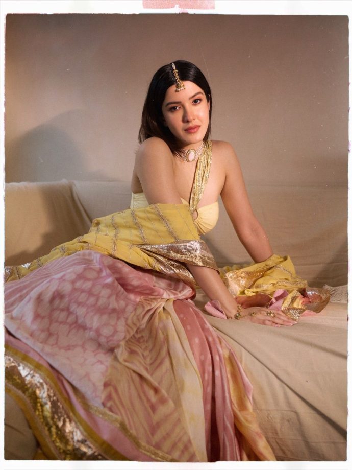 Shanaya Kapoor in a Radiant Yellow and Blush Pink Lehenga 1