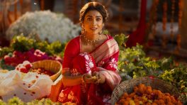 Shriya Saran Shines Handwoven Floral Silk Saree
