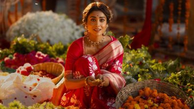 Shriya Saran Shines Handwoven Floral Silk Saree