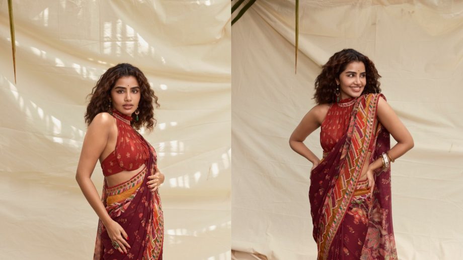 Anupama Parameswaran, Samantha Ruth Prabhu and Sreeleela: Floral Saree With Halter-Neck Blouses 1