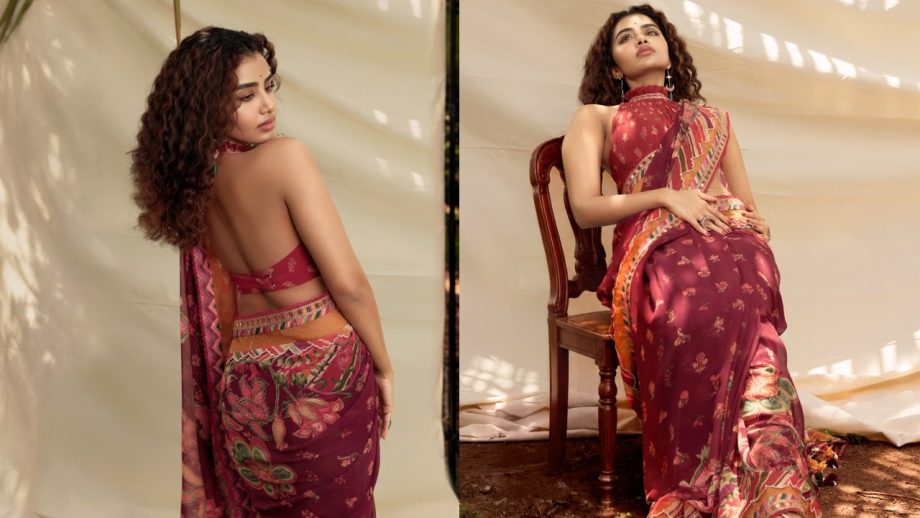 Anupama Parameswaran, Samantha Ruth Prabhu and Sreeleela: Floral Saree With Halter-Neck Blouses 1