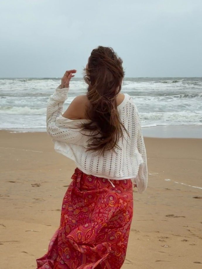Farrhana Bhatt Beach Chic Crochet Top Boho Wrap Skirt 1