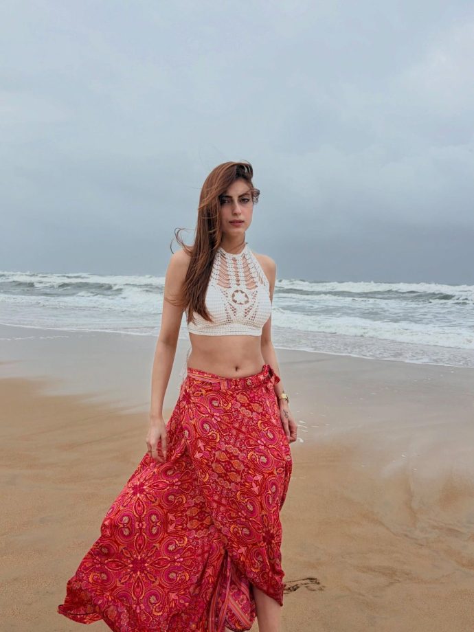 Farrhana Bhatt Beach Chic Crochet Top Boho Wrap Skirt 1