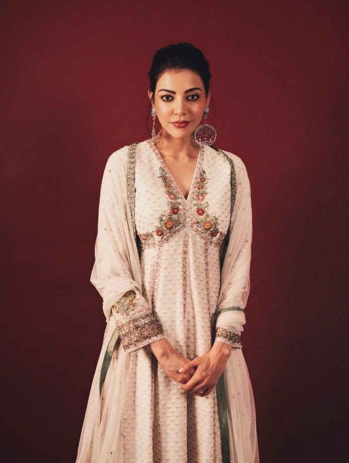 Kajal Aggarwal Radiates Timeless Grace in a White Anarkali 1