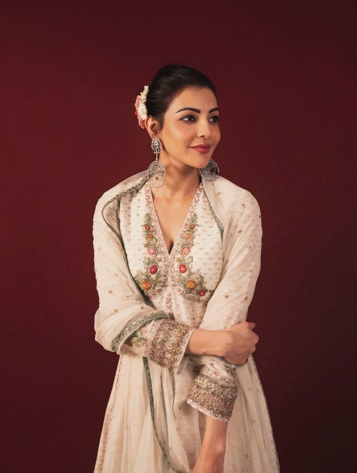 Kajal Aggarwal Radiates Timeless Grace in a White Anarkali 1