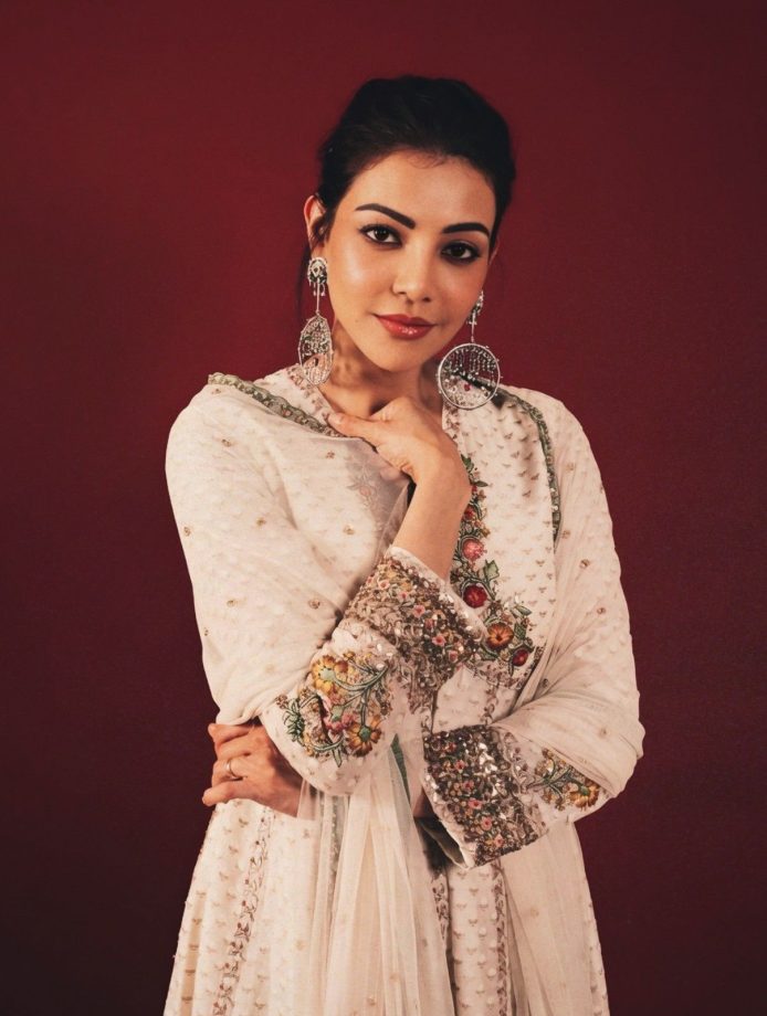 Kajal Aggarwal Radiates Timeless Grace in a White Anarkali 1