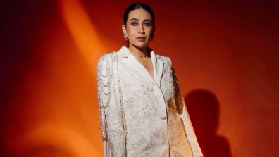 Karisma Kapoor Striking White Embroidered Power Suit
