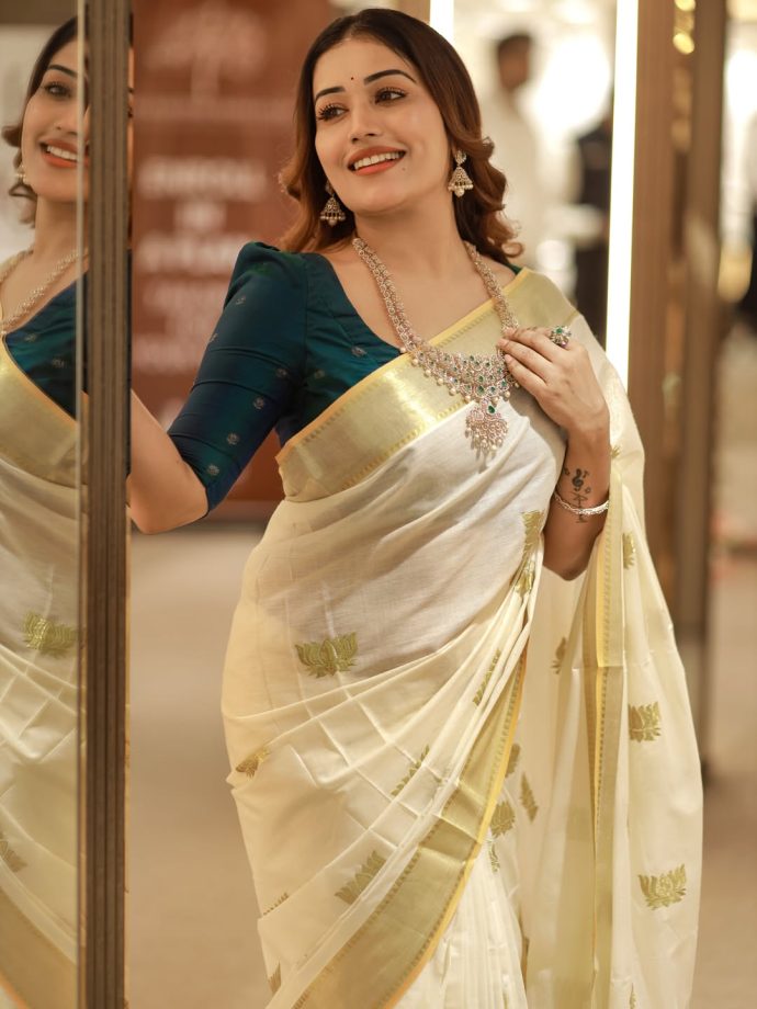 Kasavu Saree for Onam: Anumol Anukutty, Nivetha Thomas and Anna Ben Serve Festive Fashion Goals 1